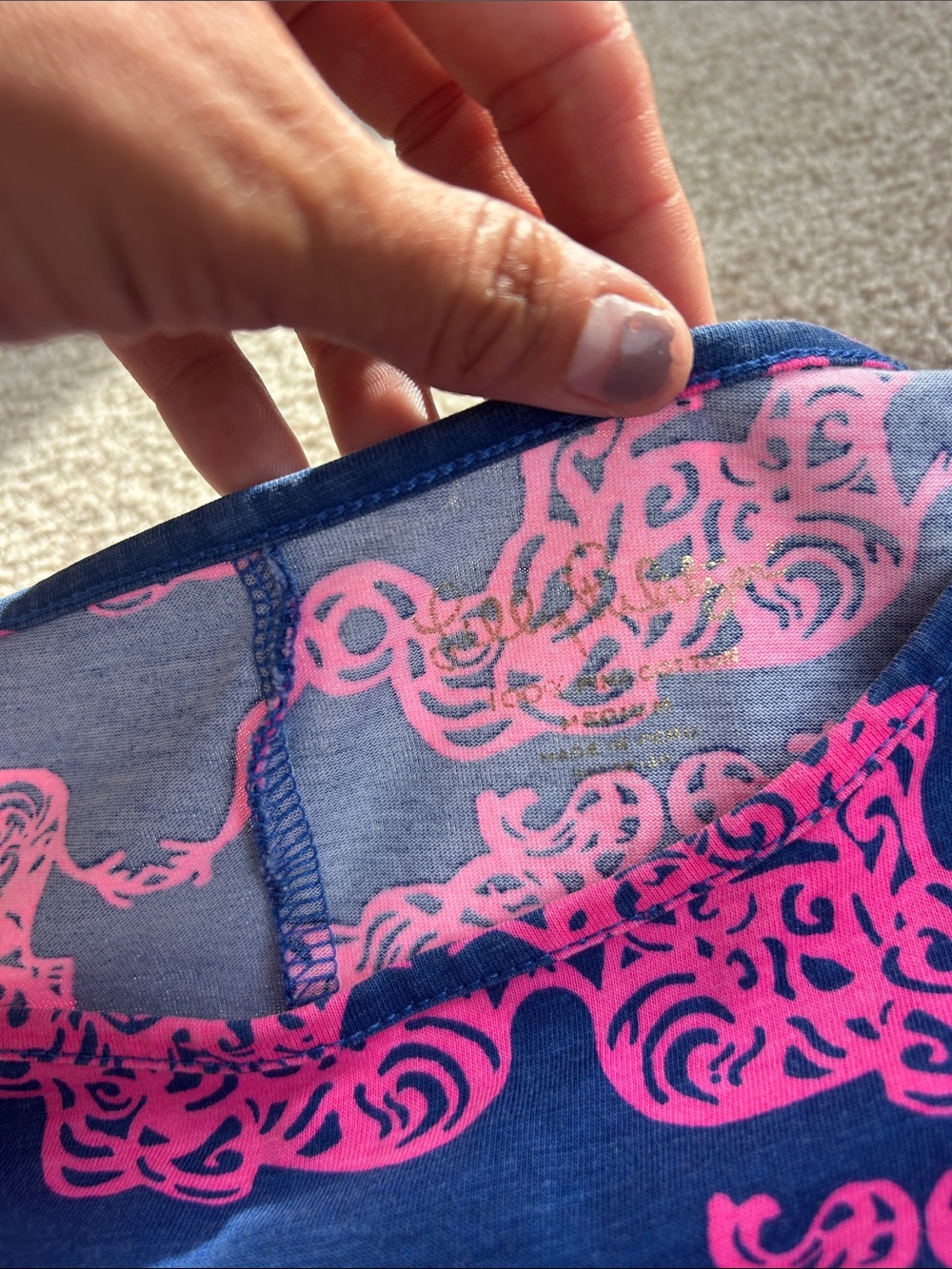 NWOT Lilly Pulitzer Blue and Pink Long Sleeve Shift Dress - Picture 4 of 4